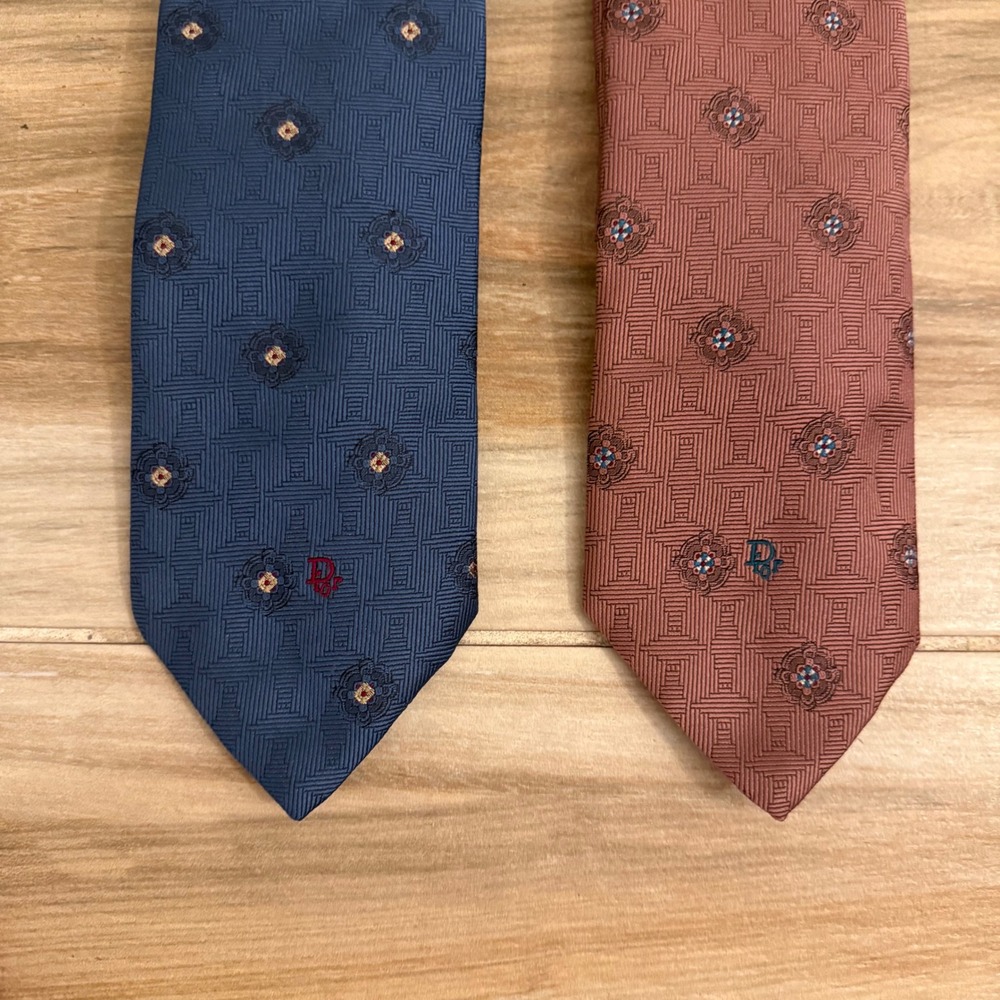 Vintage Christian Dior Monsieur Silk Ties Bundle Monogram CD Medallion